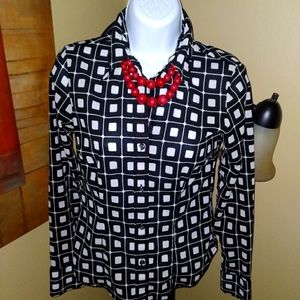 New York & Company Black and White dress blouse